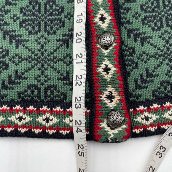 LL Bean Womens Vintage Fair Isle Cotton Nordic Cardigan Sweater Size Medium - Picture 10 of 14